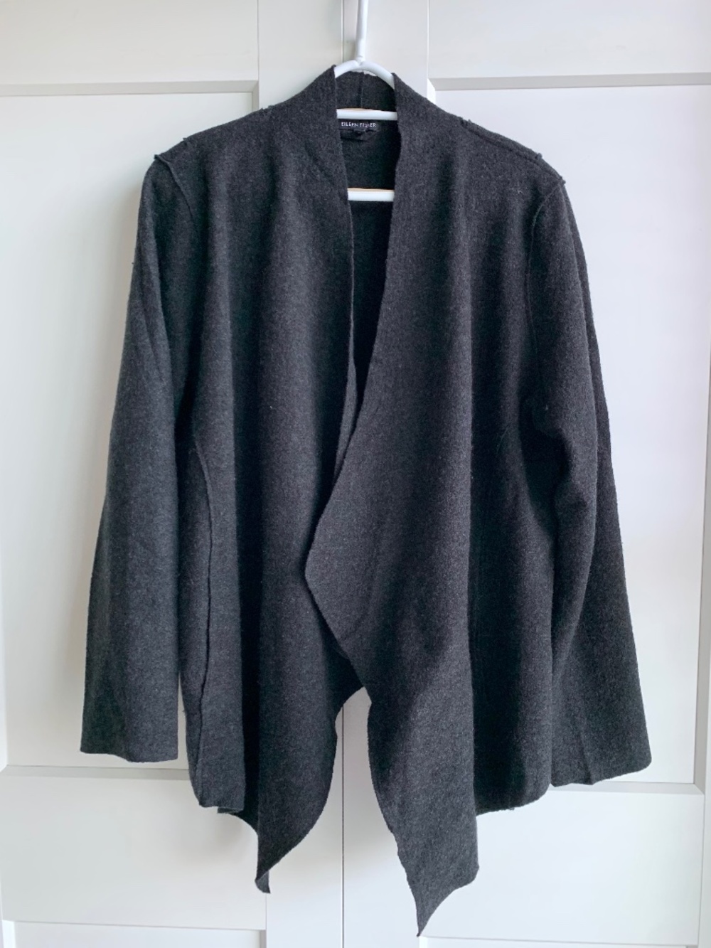 Eileen Fisher  100% Merino Wool  Open Front Angled Cardigan Size XL